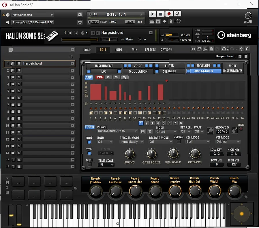 Screenshot of Synthesizer Freemusicproduction.net - Harpsichord
