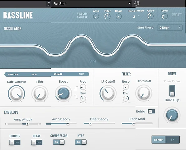 Screenshot of Synthesizer AIR Music Technology - AIR Bassline