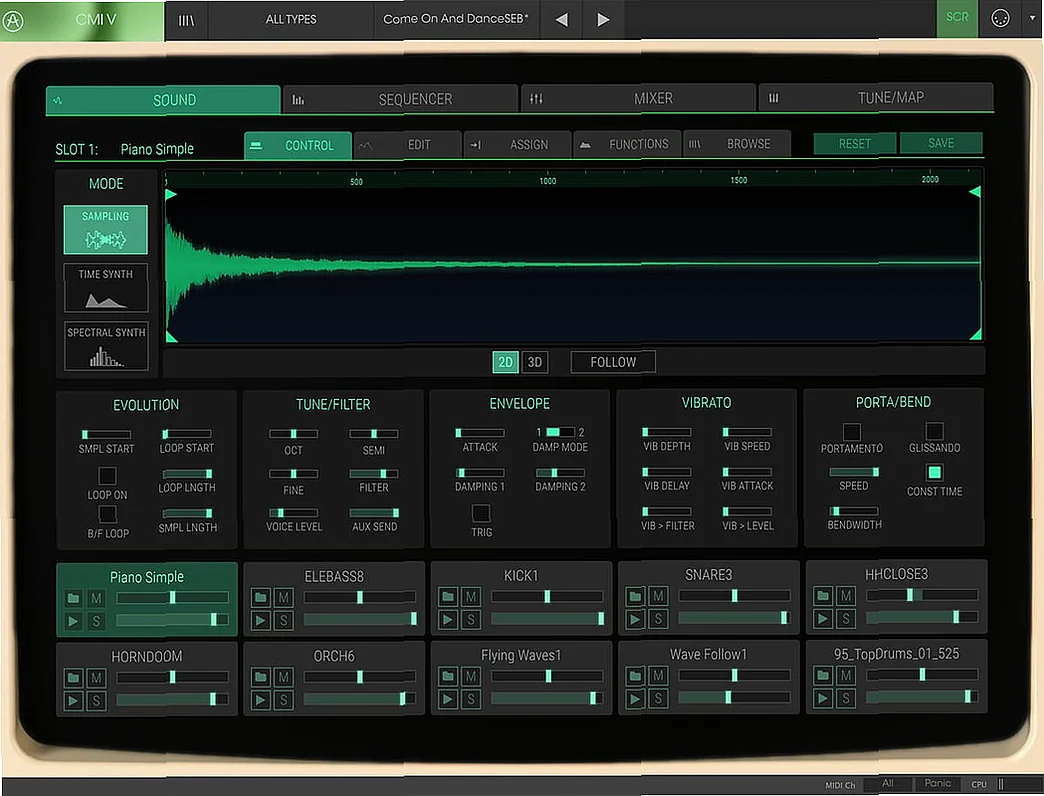 Screenshot of Synthesizer Arturia - CMI V
