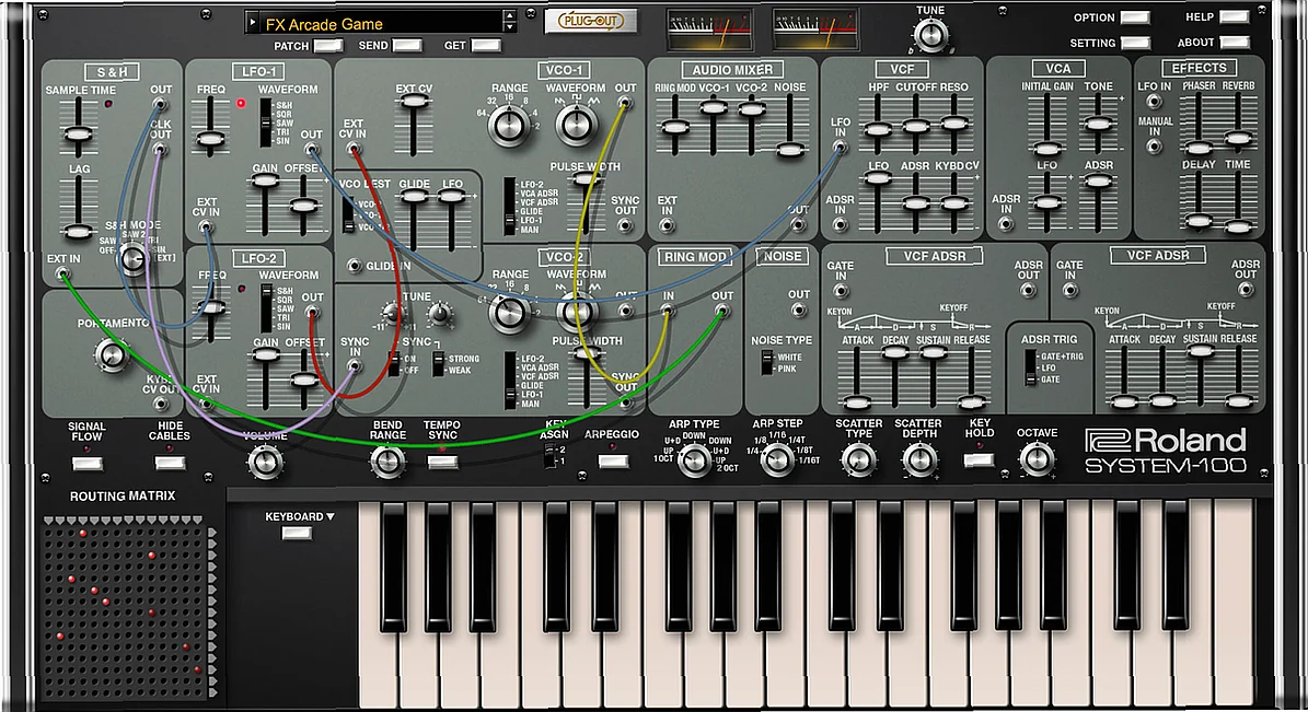 Screenshot of Synthesizer Roland - SYSTEM-100 Software Synthesizer