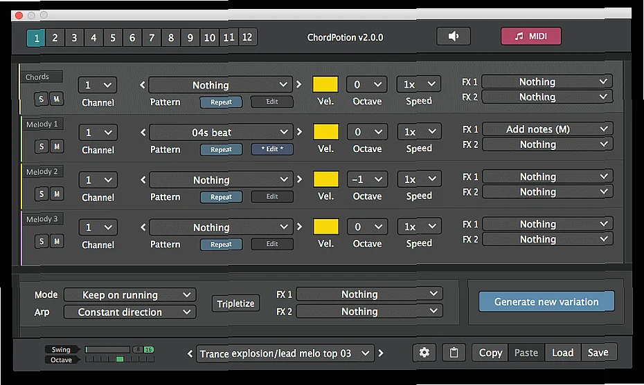 Screenshot of MIDI FeelYourSound - ChordPotion