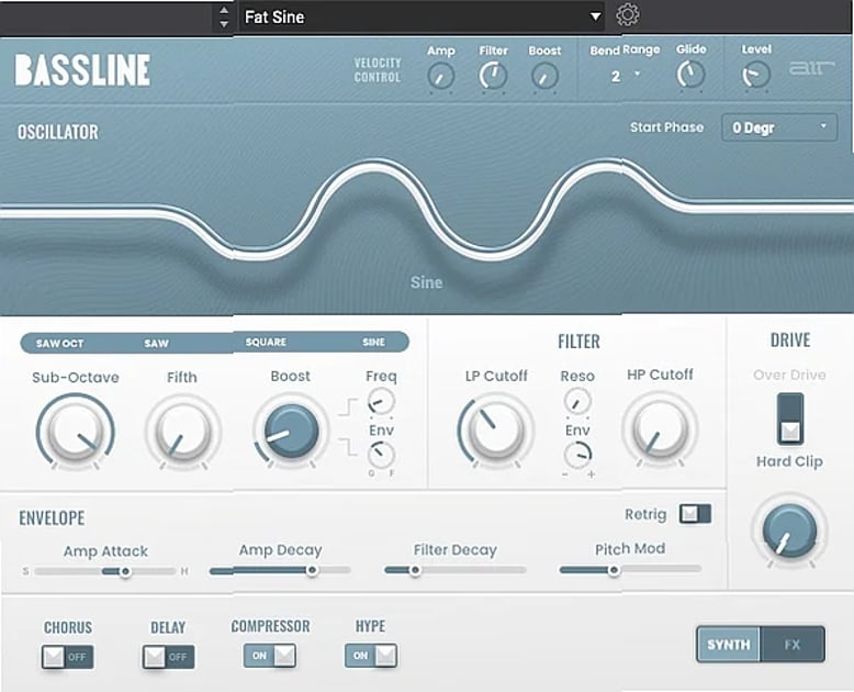Screenshot of Synthesizer AIR Music Technology - AIR Bassline