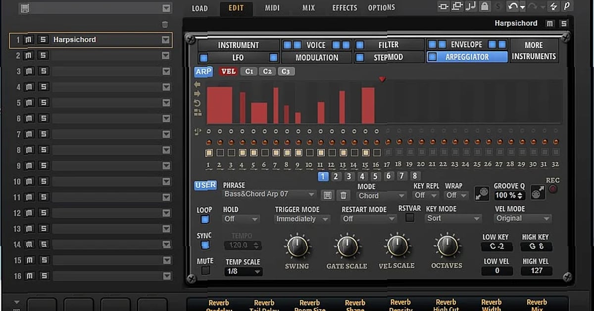 Screenshot of Synthesizer Freemusicproduction.net - Harpsichord