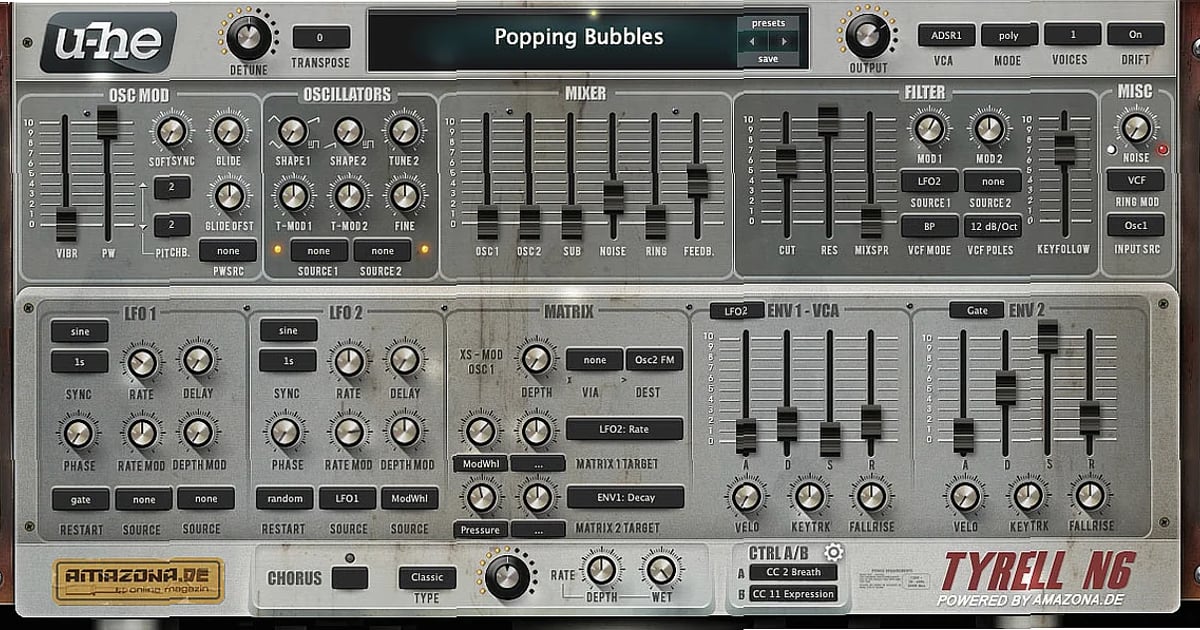Screenshot of Synthesizer u-he / Amazona.de - Tyrell Nexus 6