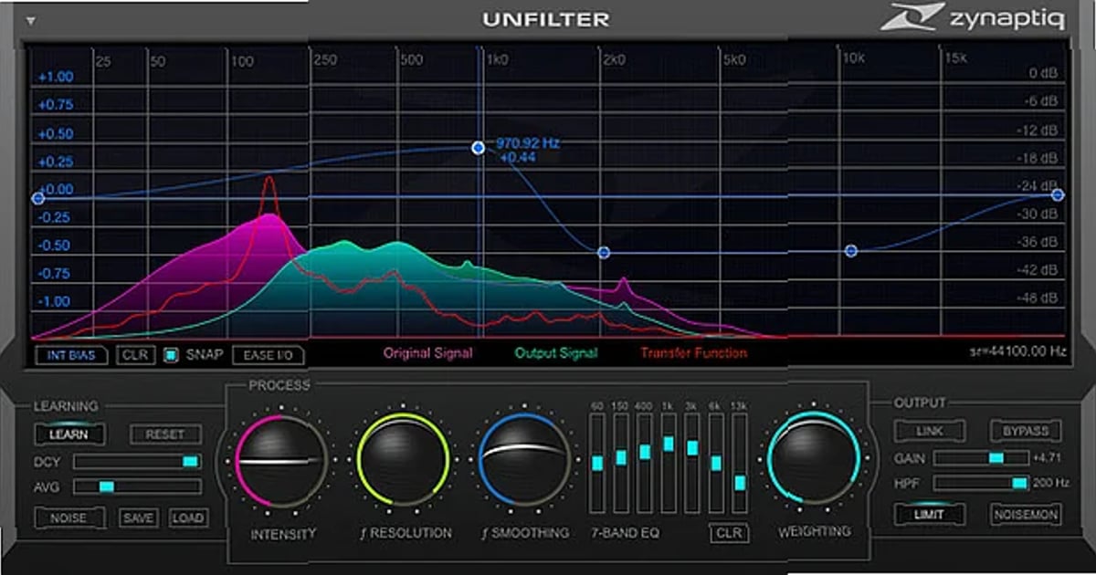 Screenshot of FX Zynaptiq - UNFILTER