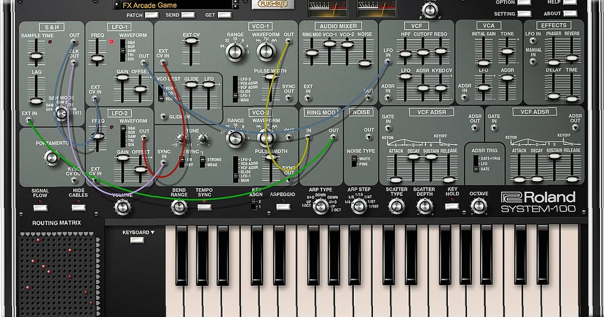 Screenshot of Synthesizer Roland - SYSTEM-100 Software Synthesizer