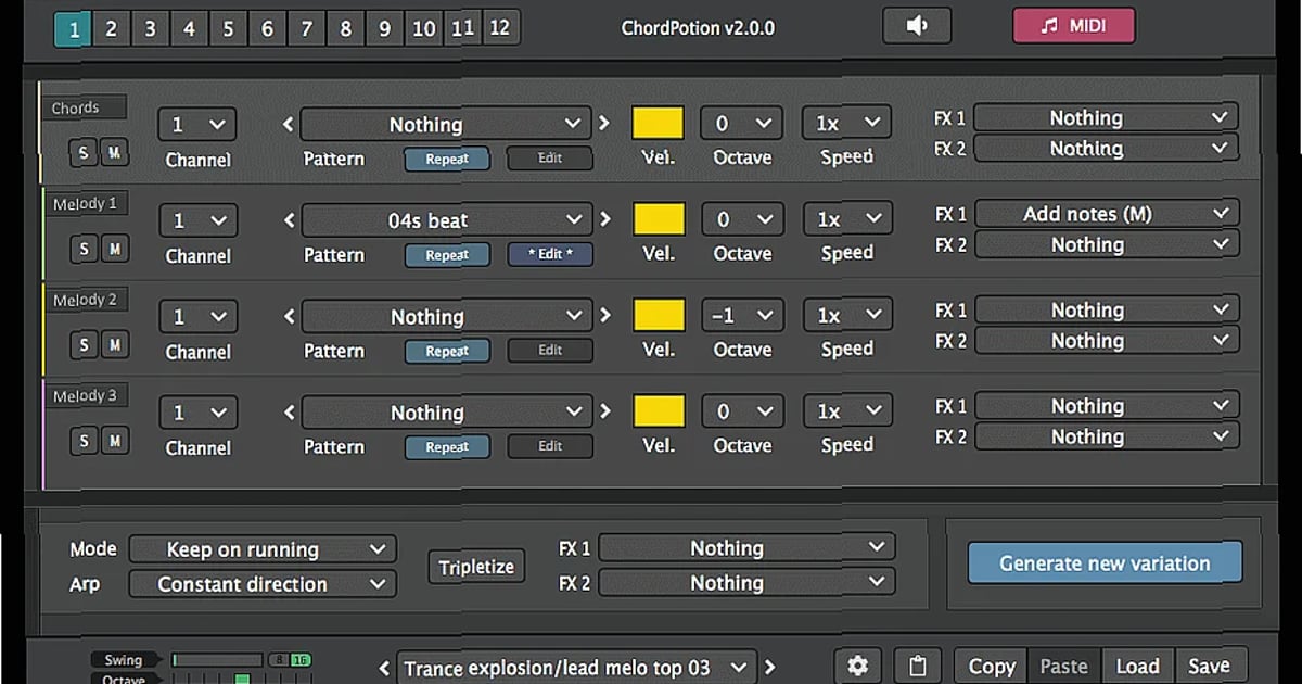 Screenshot of MIDI FeelYourSound - ChordPotion